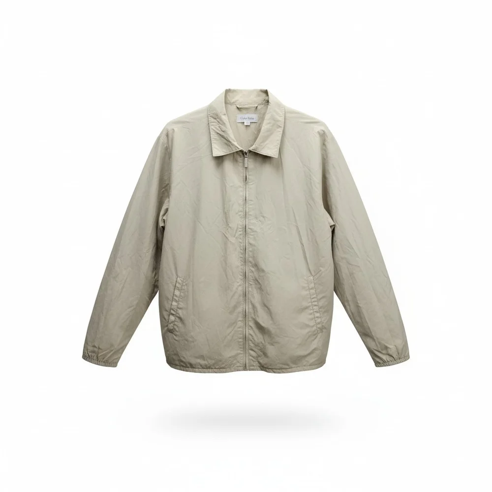 Calvin Klein Men's Beige Full-Zip Collared Long-Sleeves Jacket Size XXL